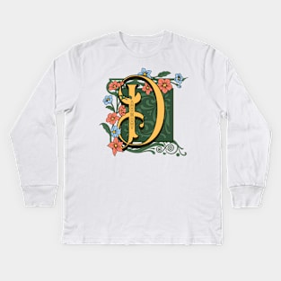 Art Nouveau Letter D, Ornamental Letter D, Art Deco Kids Long Sleeve T-Shirt